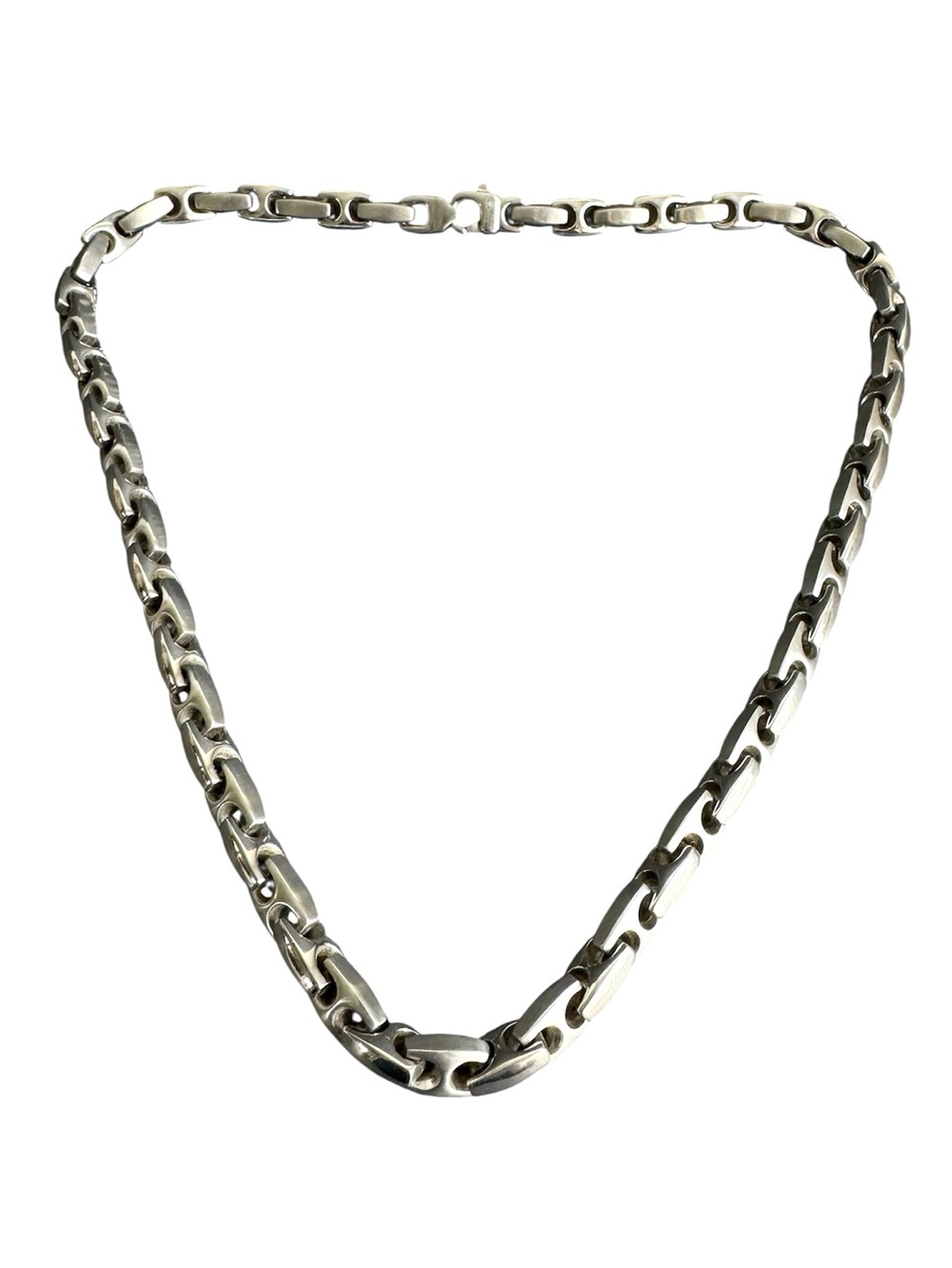 Vintage Stainless Steel Anchor Link Necklace Heavy Chunky Silver Chain 24" Mens